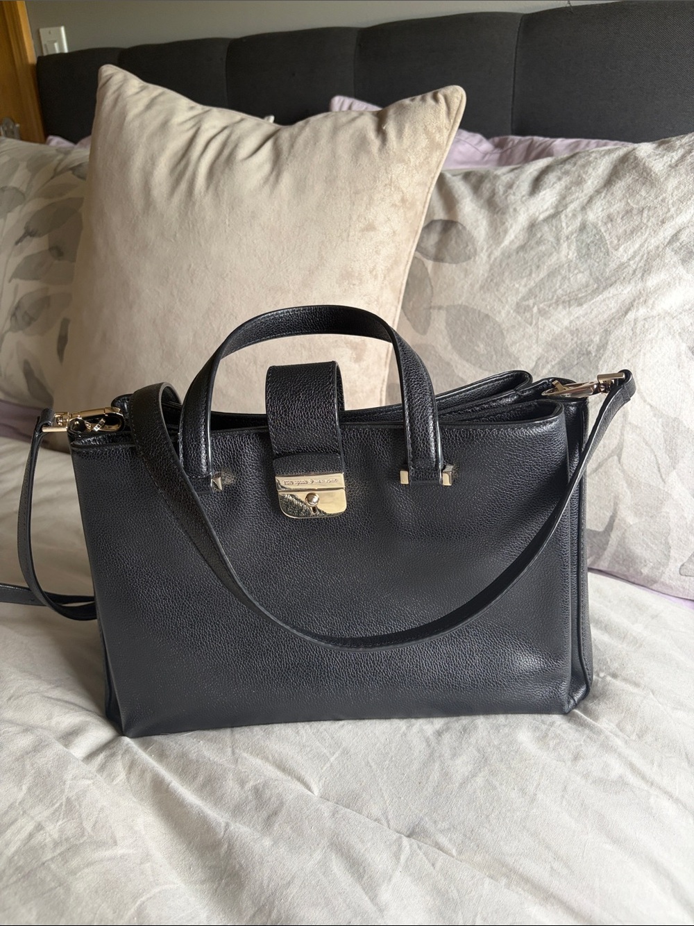 LNWOT Black Kate Spade NY Lovett Street Palma Satchel with shoulder strap